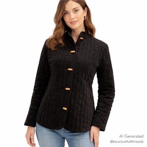 Vintage Gaytown Toronto Black Quilted Bamboo Toggle Jacket S/M